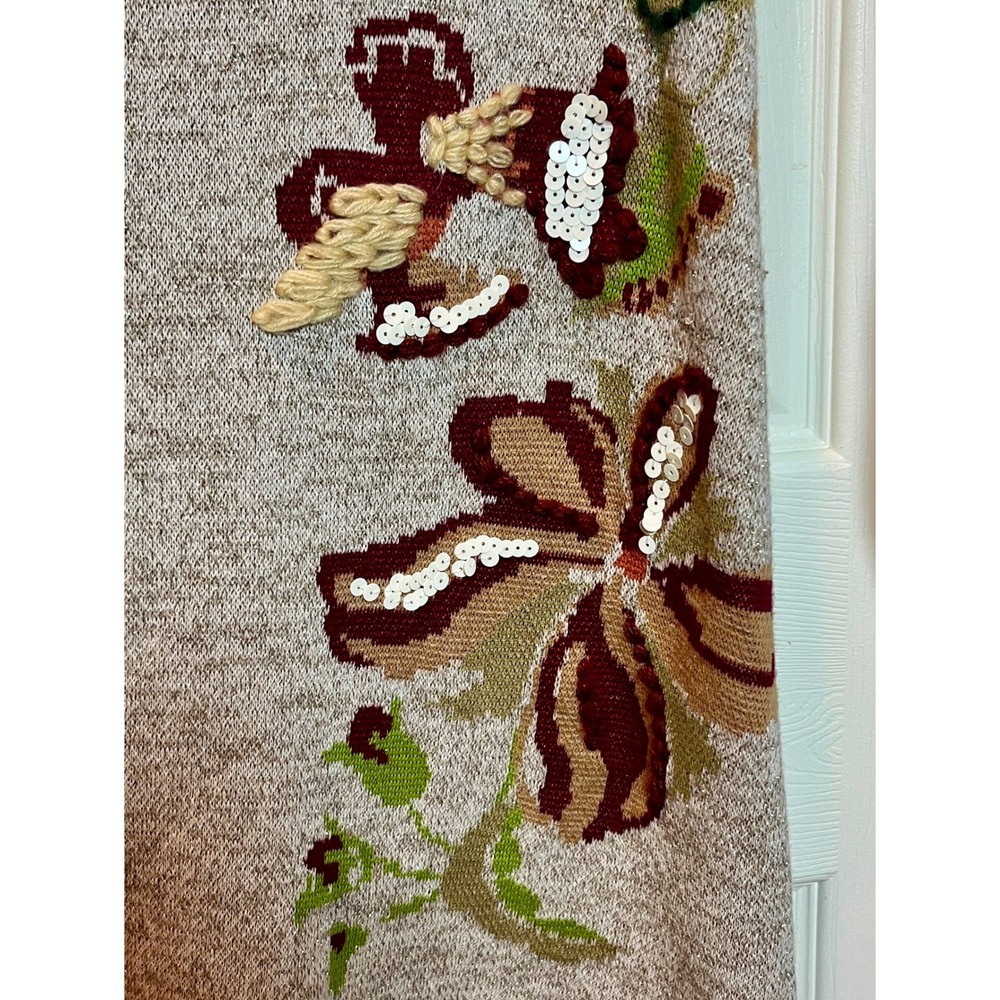 Anthropologie Knitted & Knotted Embroidered Swing Sweater Dress S Sequin NWT - Picture 9 of 16